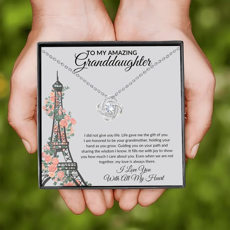 Women's Love Knot Interlocking Pendant Necklace, Gift for Granddaughter